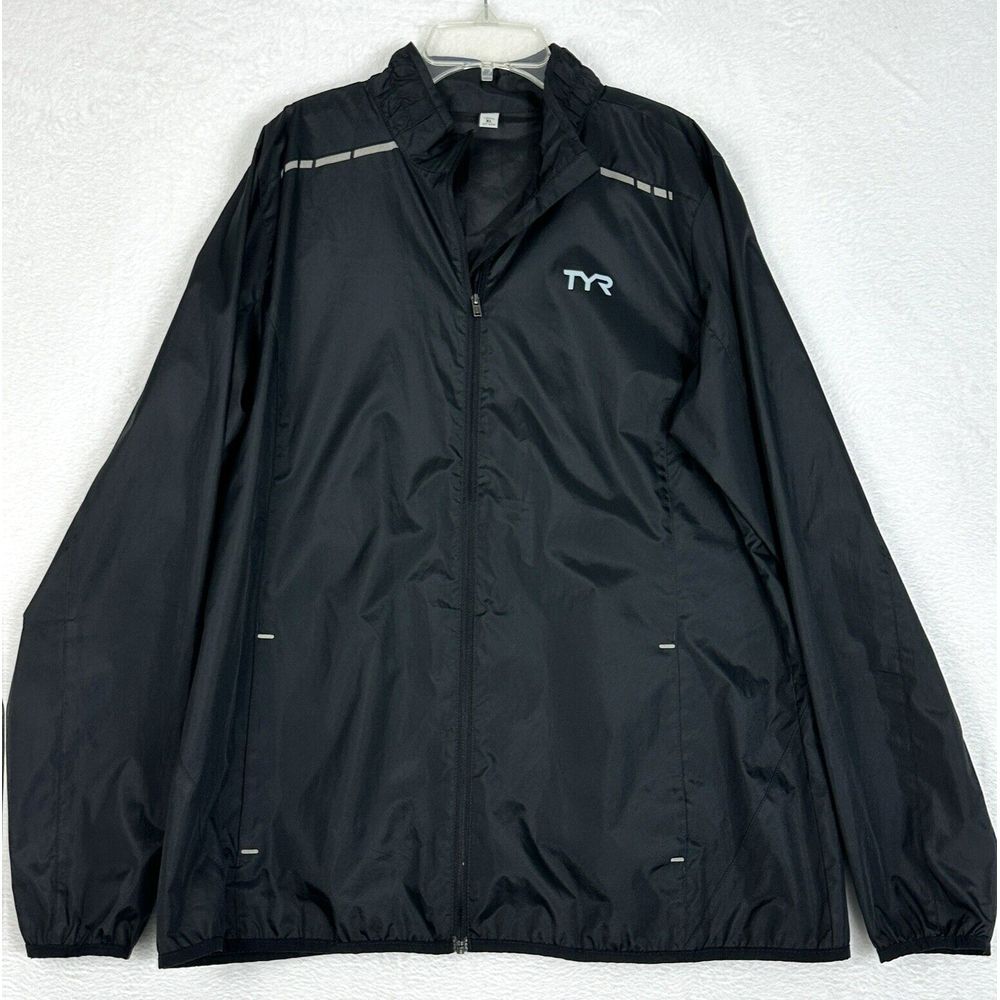 Tyr Alliance Windreaker Jacket Womens Size XL Black Full Zip Reflective Pockets